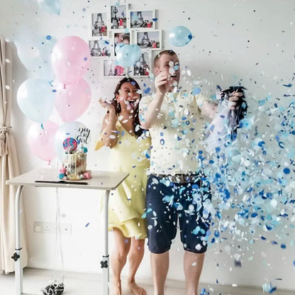 Boy or Girl Gender Reveal Party Decoration 36'' Giant Black Latex Balloon Blue Pink Confetti Baby Shower Globos Supplies