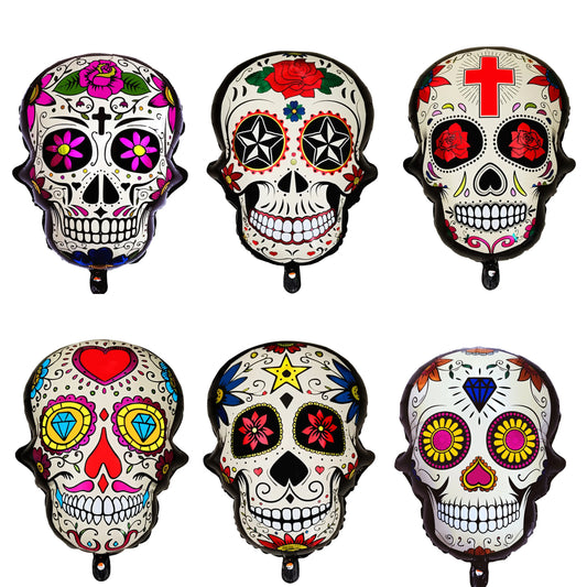 Fiesta Mexico Day of The Dead Theme Balloon Garland Arch Kit Multicolor Skull Foil Balloon Mexican Photography Backdrop
