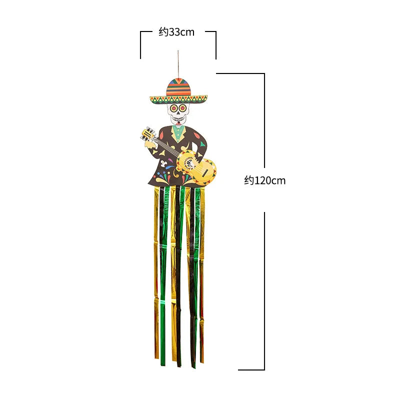 1.3m Mexico Day of the Dead Skeleton Ghost Bride Hanger Porch Sign Halloween Party Outdoor Decor Ghost Couple Door Hanging Flag