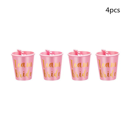 1Set Team Bride To Be Cup Plastic Shot Glasses Necklace Bachelorette Party Supplies Wedding Bridal Shower Hen Night Decorations