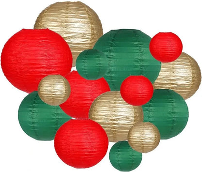 15Pcs Sage Green Set Round Paper Lantern For Baby Girl Shower Decoration Baptism Party Decor Hanging Pompom Crafts Ornament