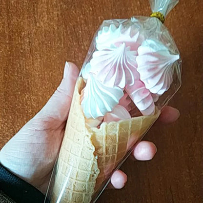 50pcs Transparent Cone Candy Bags Favors Sweet Cookies Storage Packaging Cellophane Bag Birthday Easter Party Decor Gift