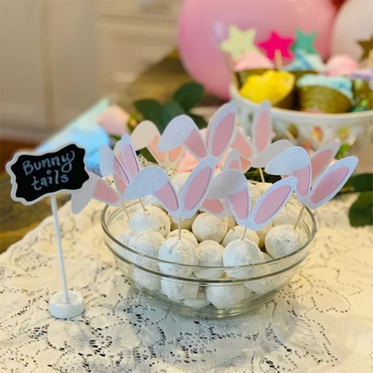 Cute Easter Bunny Ears Cupcake Toppers happy easter Rabbit cake Topper food Picks for Kids Birthday Easter Party Decorations