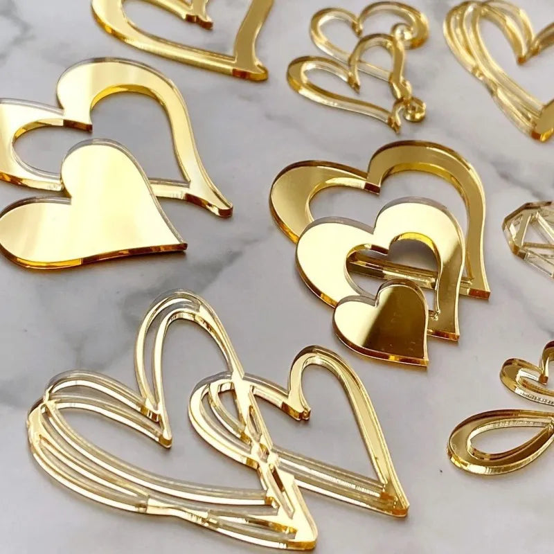 9 designs Ins Style Love Heart Acrylic Cake Topper Birthday Valentine's Day Cake Decoration Wedding Cake Side Acrylic Insert