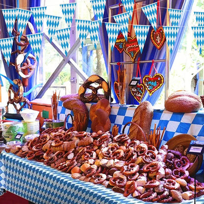 German Beer Festival Decor Blue White Table Cover Oktoberfest  Disposable Tablecloth Bavarian Flag Check Home Party Supplies
