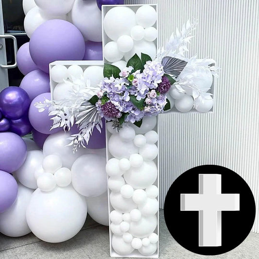 Cross Shape Mosaic Balloon Frame DIY Mosaic Filling Box Baby Shower Kids Birthday Party Baptism First Communion Decorations