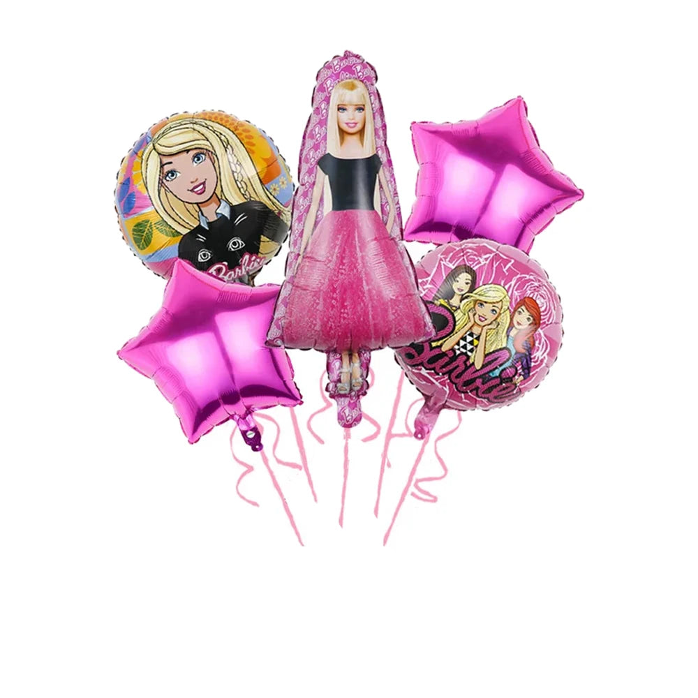 MINISO Barbie Birthday Party Decorations Tableware Paper Cups Plates Napkins Balloons Banner Backdrop Pink Baby Shower Supplies