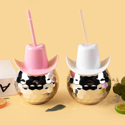 Disco Ball Cup With Cowboy Hat Bachelorette Party Silver Disco Ball Water Bottle Cowboy Theme Bride To Be Party Decor Cocktail C