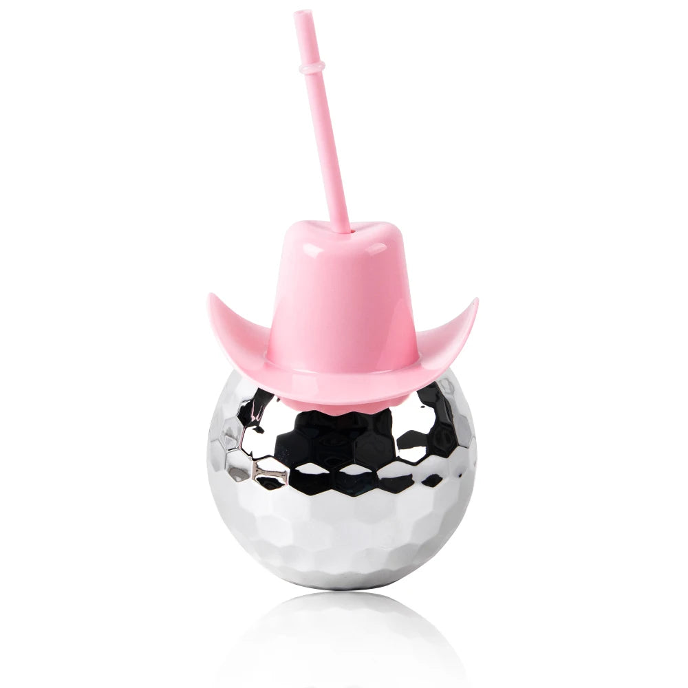 Disco Ball Cup With Cowboy Hat Bachelorette Party Silver Disco Ball Water Bottle Cowboy Theme Bride To Be Party Decor Cocktail C