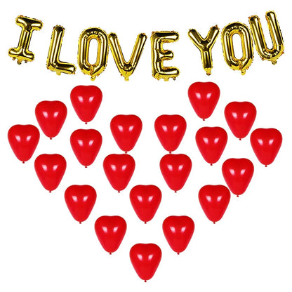 I Love You Letter Balloons Set Red Heart Balloon for Proposal Valentine's Day Decoration Marry Me Wedding Anniversary party gift