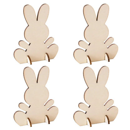 5/10/20Pcs Wooden Easter Rabbit Ornaments Kids Handmade DIY Painting Toy Gift Happy Easter Party Home Decoration Supplies 2025