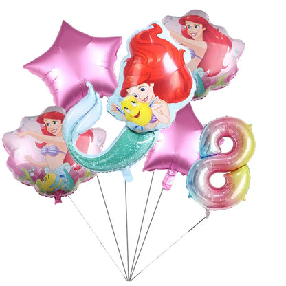 The Little Mermaid Theme Party Supplies  Ariel Princess Paper Napkin Plate Cup Balloons Kid Girls Birthday Party Decoration Gift