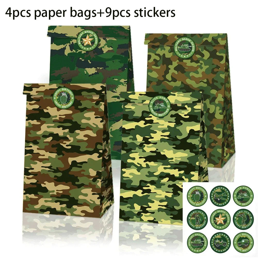 Military Party Decoration Set Camouflage Netting Tableware 4D Tank Balloon Camo Army Soldier Armored Vehicle Kids Birthday Gifts