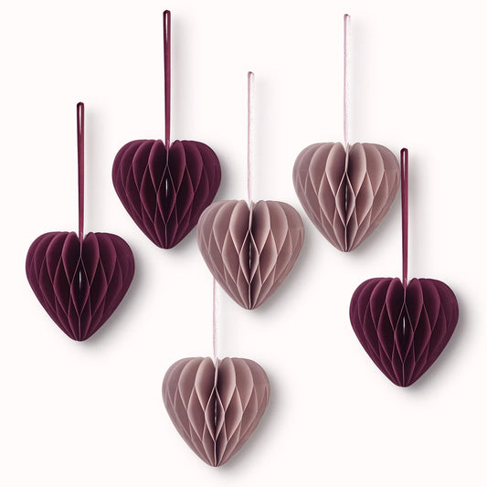 1/2Pcs Mini 3D Love Heart Paper Honeycomb Ball Garland Ornament for Valentine's Day Wedding Anniversary Party Decoration