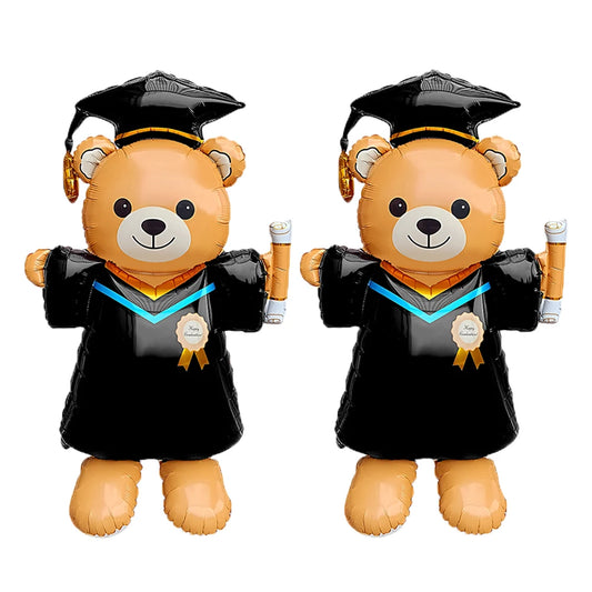 1pc 60inch Standing Graduation Bear Aluminum Film Balloon, Graduation Party Balloon Perfect For School Events And Campus Decorat