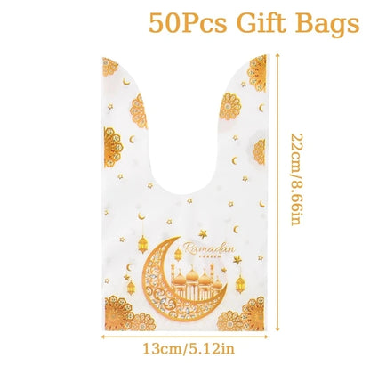 Eid Mubarak Gift Bags Plastic Candy Cookie Bag Ramadan Kareem Decoration 2025 Islamic Muslim Party Supplies Eid Gifts
