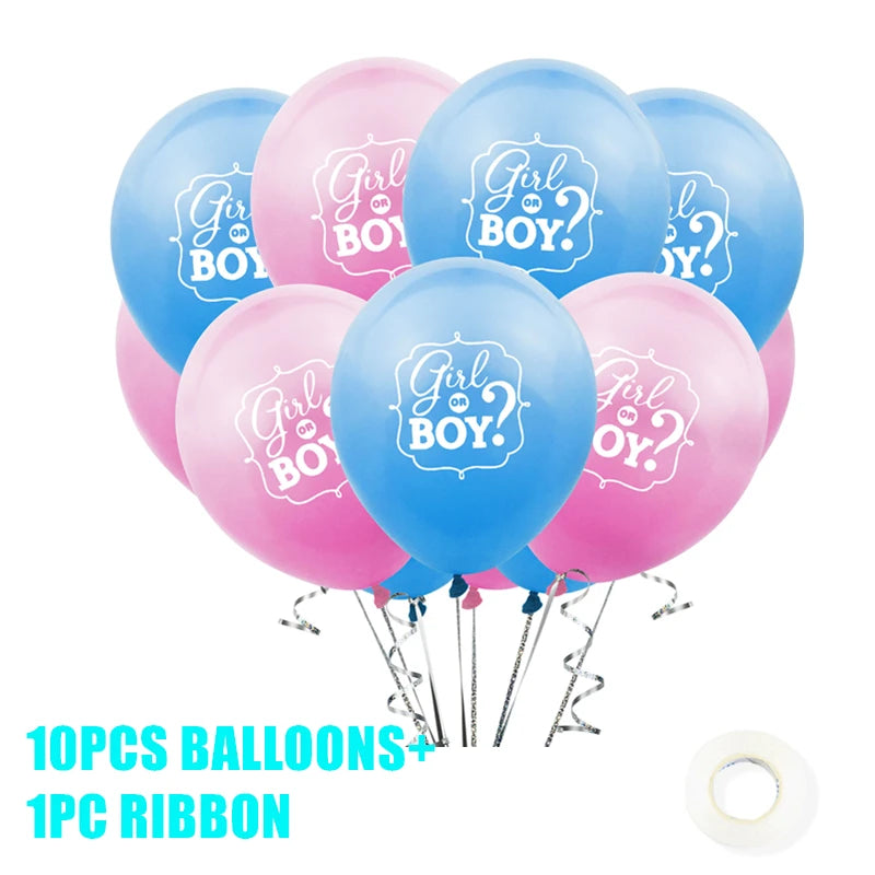 Boy Or Girl Gender Reveal Disposable Tableware Plate Cup Banner Balloons Baby Shower Gender Reveal Party Decorations
