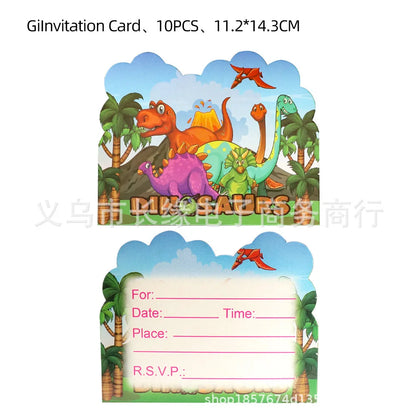 Jurassic Dinosaur Birthday Decoration Tableware Balloon Paper Cup Backdrop Tablecloth Banner Plate Birthday Party Decor Supplies