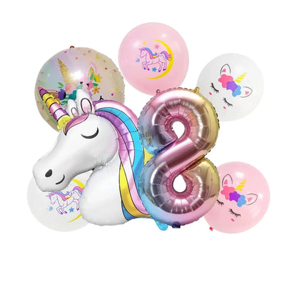 Unicorn Party Balloons Number Foil Balloons 1 2 3 4 Years Unicorn Birthday Party Decoration Rainbow Unicorn Balloons Baby Shower