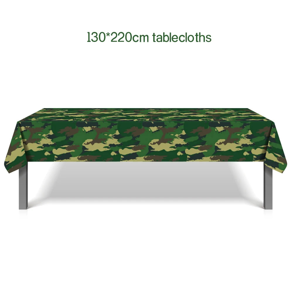 Army Party Tableware Camouflage Green Plates Cups Tablecloths Camouflage Balloons Military Theme Birthday Party Decorations