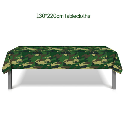 Army Party Tableware Camouflage Green Plates Cups Tablecloths Camouflage Balloons Military Theme Birthday Party Decorations