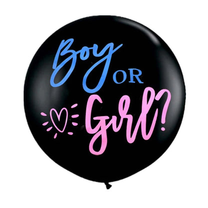 Boy or Girl Gender Reveal Party Decoration 36'' Giant Black Latex Balloon Blue Pink Confetti Baby Shower Globos Supplies