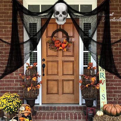 Creepy Cloth Spooky Halloween Decoration White Black Gauze Window Door Cover Scary Party Horror House Props Hallow Home Supplies