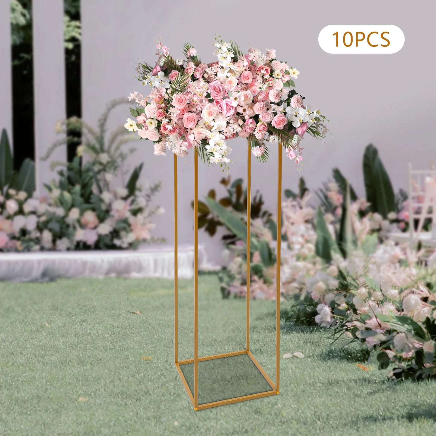 10Pcs/4Pcs Metal Golden Rectangular Frame Backdrop Wedding Rack Arch For Birthday Party Backdrop Wedding DLY Decor