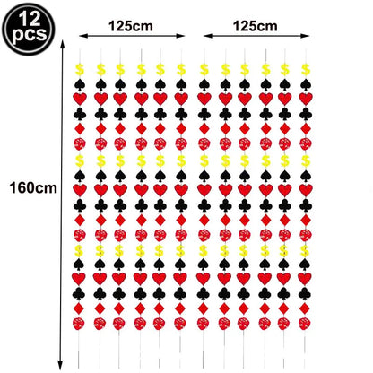 Las Vegas Theme Casino Backdrop Hanging decor Garland Banner Poker tablecloth table cover Casino Night Poker Party Decorations