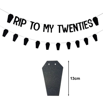 RIP to My 20s Supplies Banner Garland Backdrop Tablecloth Rip Sash Cake Topper Balloon Funeral Youth Funny Thirtieth Party Decor