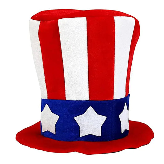 Party Velvet Hat Red White Blue Independence Day Flag Hat Uncle Sam Dress Up Top Hat