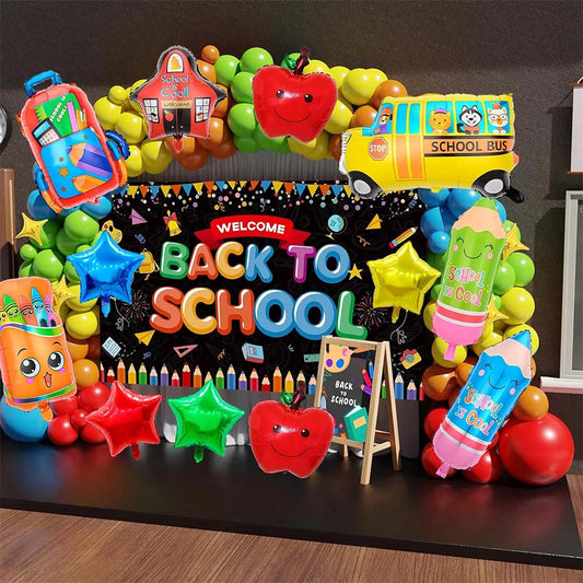 12pcs 30 inch school bus balloon set back to school decorations welcome back to school party decorations