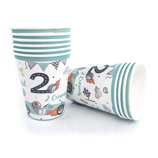 Race Car 2nd Birthday Decorations Tableware Paper Plates Cups Large Racing Car Balloons Kids Two Fast Birthday Party Supplies