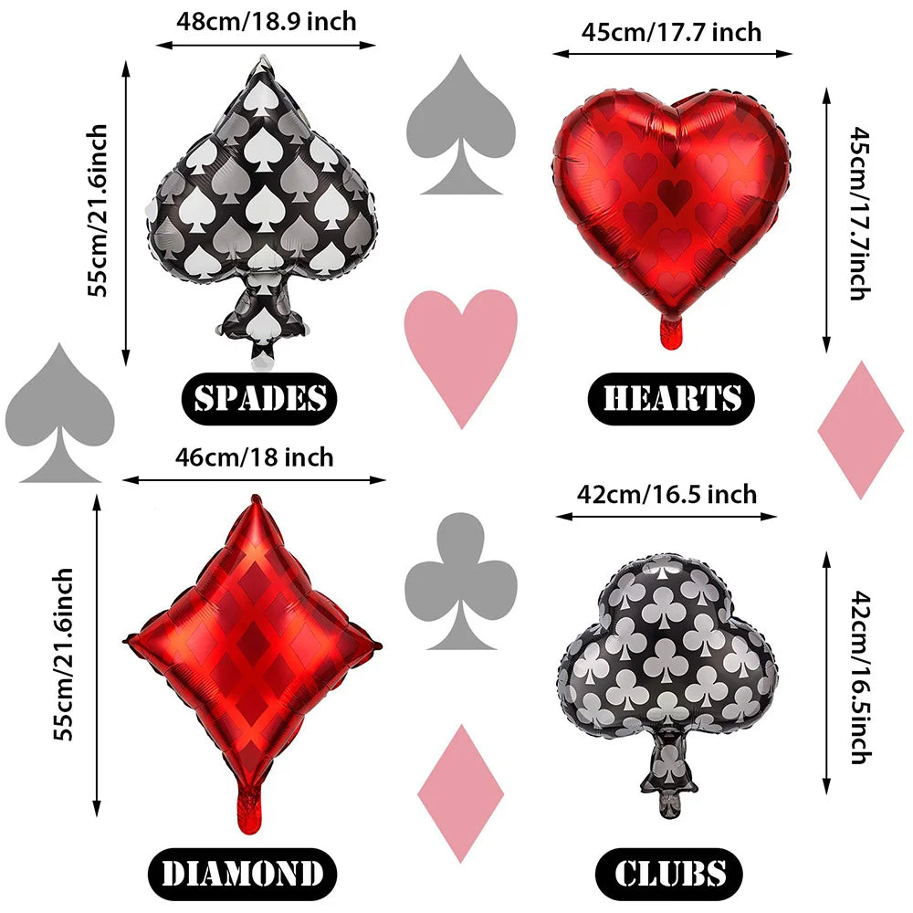 Casino Birthday Decorations Las Vegas Party Foil Curtains Backdrop Balloon New Years Eve Party Poker Decor Supplies