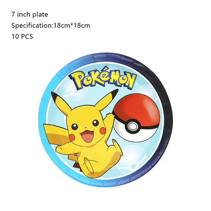 Pokemon Birthday Party Decoration New Lightning Pikachu Balloon For Kids Event Supplies Disposable Tableware Banner Backdrop