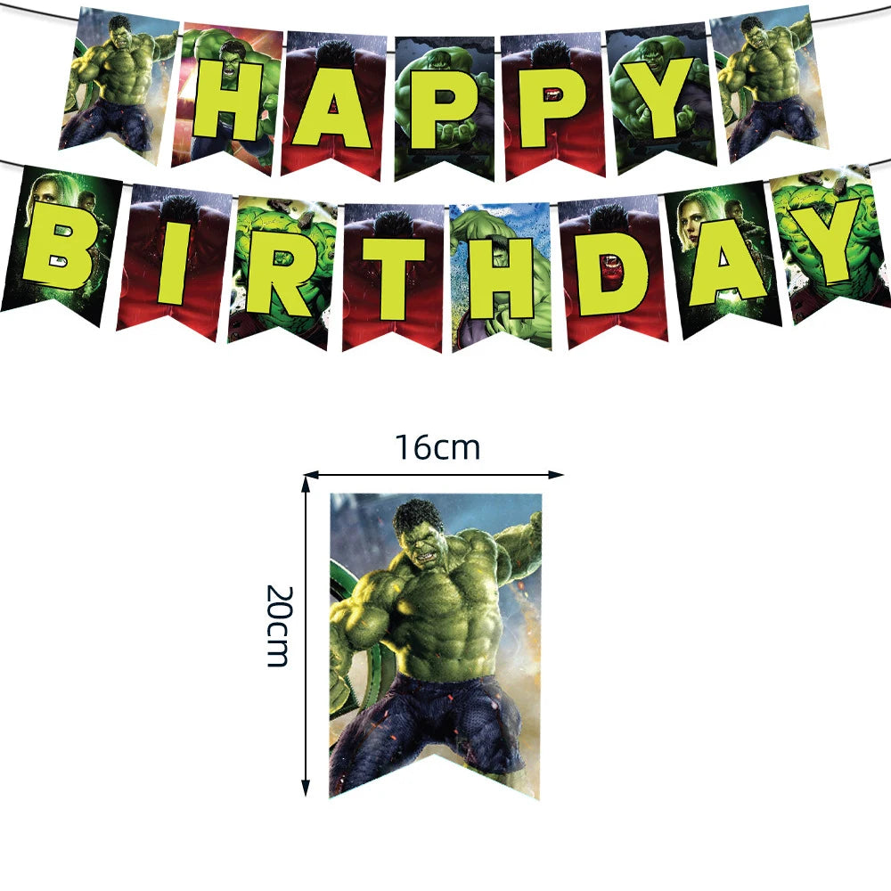 Super Hero Hulk Birthday Party Decoration Balloons Kids Disposable Tableware Cup Plate Backdrop Cake Topper Baby Shower Supplies