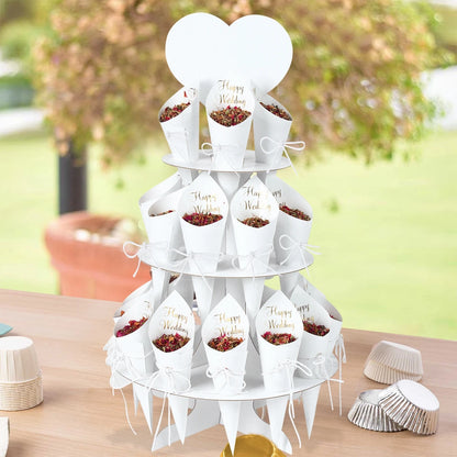 Wood/Kraft Paper Confetti Cone Tray Rustic Decoration Confetti Cones Stand DIY Holder Support Supplies