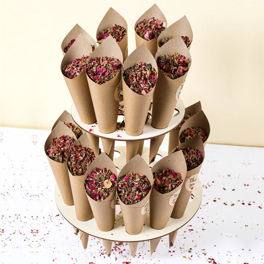 Wood/Kraft Paper Confetti Cone Tray Rustic Decoration Confetti Cones Stand DIY Holder Support Supplies