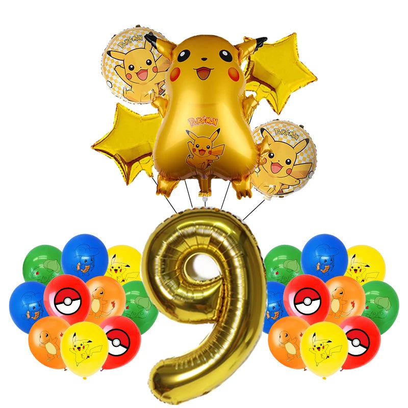 Pokemon Birthday Party Decoration New Lightning Pikachu Balloon For Kids Event Supplies Disposable Tableware Banner Backdrop