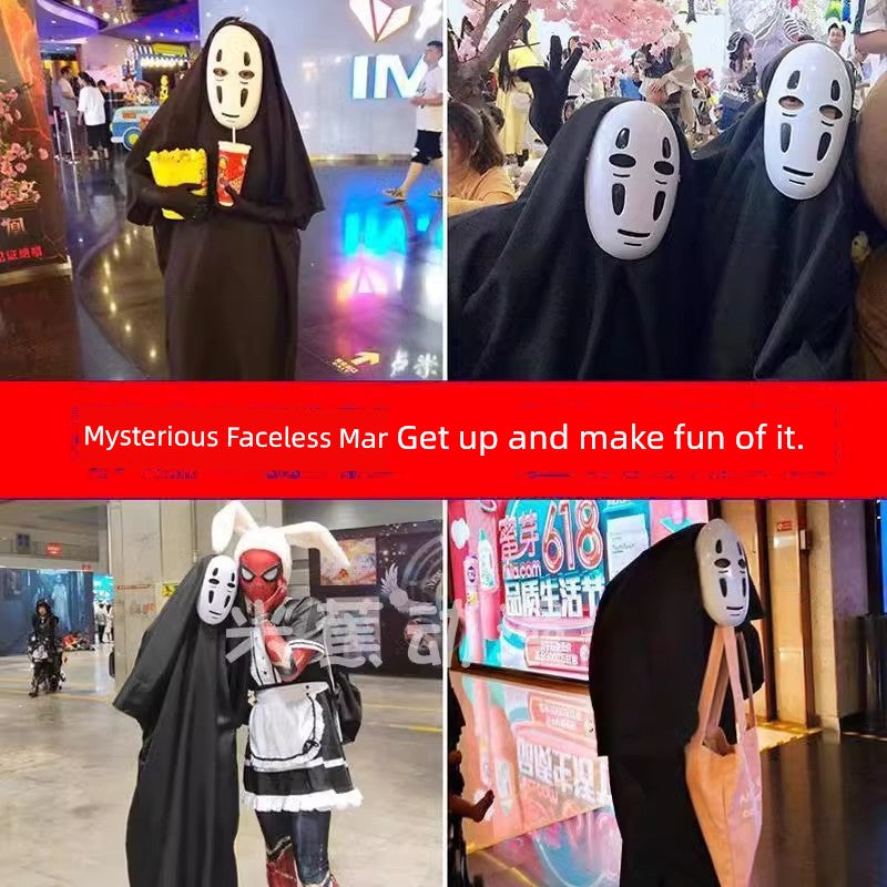 Qianhe Qianxun Faceless Male Cos Costume Comic Exhibition Cosplay Halloween Children Adult Clothes Miyazaki Anime
