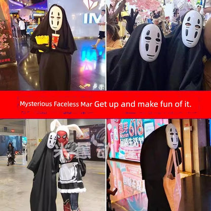 Qianhe Qianxun Faceless Male Cos Costume Comic Exhibition Cosplay Halloween Children Adult Clothes Miyazaki Anime