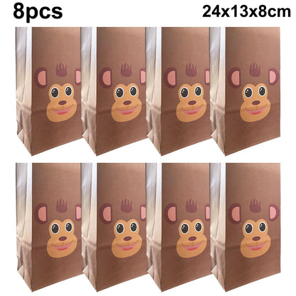 Monkey Party Supplies George Birthday Decorations Monkey Paper Plates Straw for Dinner Monkey Balloon Cake Decor