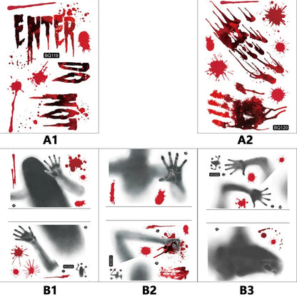 Removable Halloween Wall Stickers Horror Blood Fingerprints Window Stickers For Halloween Party Home Bar Floor Wall Decal