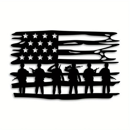 Custom American Patriot Soldier Metal Sign – Personalized Name for Independence Day Decor, Fourth of July Wall Art, Unique Gift