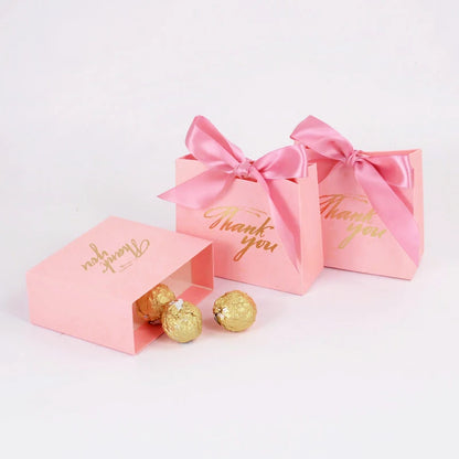 5/10pcs Thank You Candy Box With Ribbon Small Gift Packing Bag For Christmas Wedding Baby Shower Birthday Party gift for guests