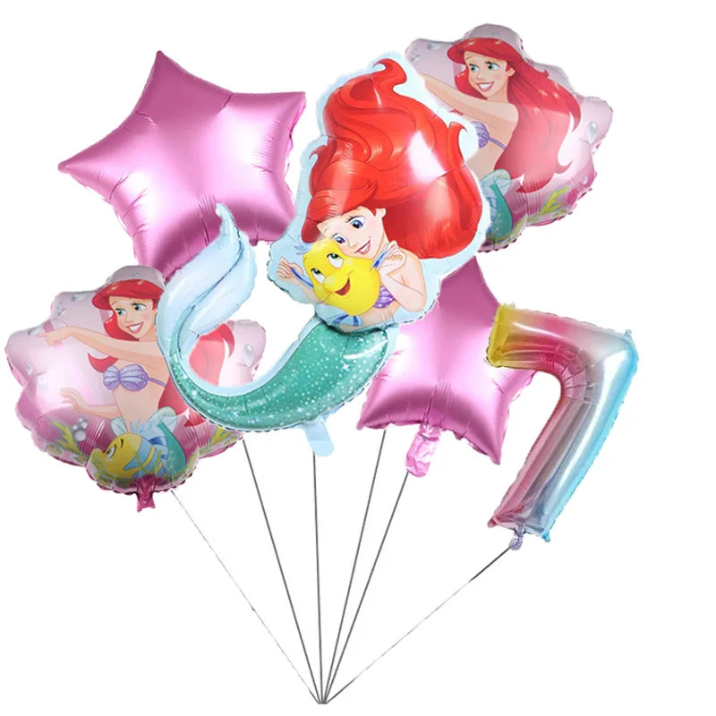 The Little Mermaid Theme Party Supplies  Ariel Princess Paper Napkin Plate Cup Balloons Kid Girls Birthday Party Decoration Gift
