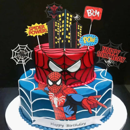 Spiderman Cake Toppers Superhero Birthday Cake Decorations CupCake Topppers Ornaments for Kids Boys Baby Shower Supplies Gifts