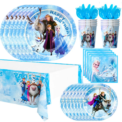 Frozen Theme Party Supplies,Frozen Birthday Party Tableware-161pcs Frozen Party Supplies-Frozen Plates Napkin Cup Tablecloth