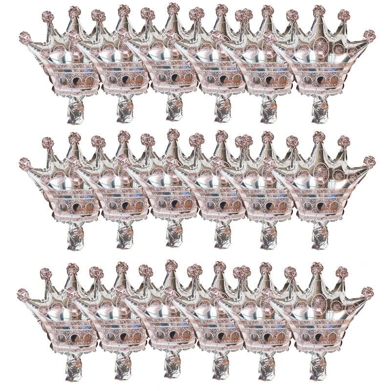 18pcs Mini Crown Aluminum Foil Balloons Gold Silver Crown for Princess Baby Shower  Wedding Birthday Party Decoration Supplies