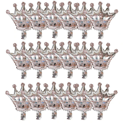 18pcs Mini Crown Aluminum Foil Balloons Gold Silver Crown for Princess Baby Shower  Wedding Birthday Party Decoration Supplies